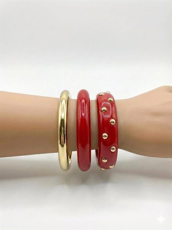 3Lü Set Bilezik - Kırmızı