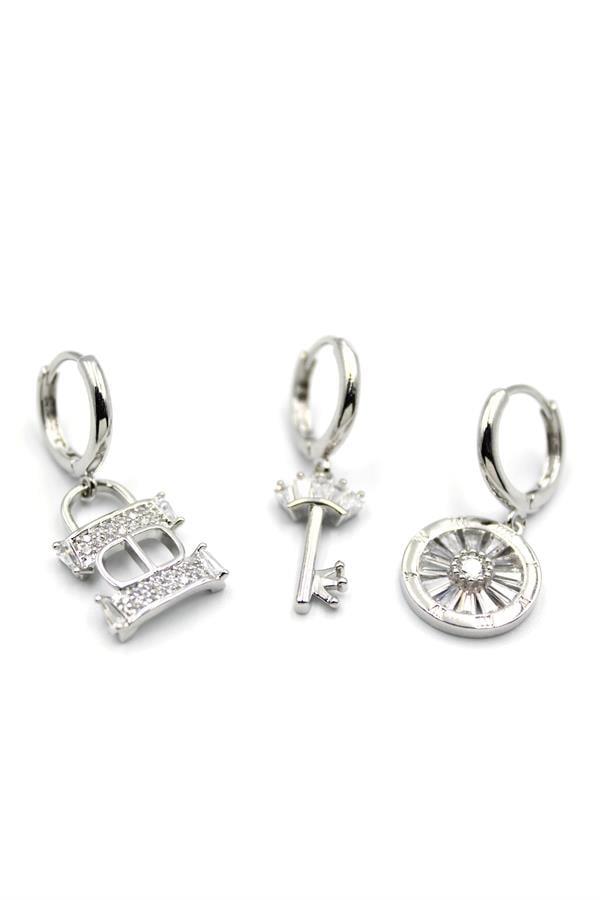 3lü CD Küpe - Gümüş