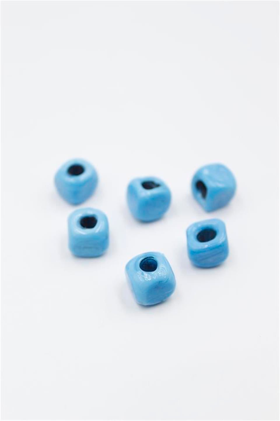 6'lı Cam Boncuk (10mm) - Mavi