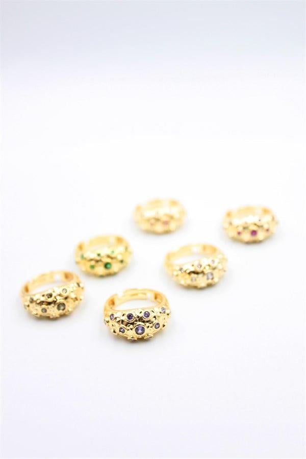 6'lı Taşlı Yüzük Seti - Altın