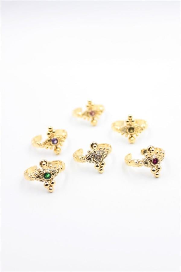 6'lı Taşlı Yüzük Seti - Altın