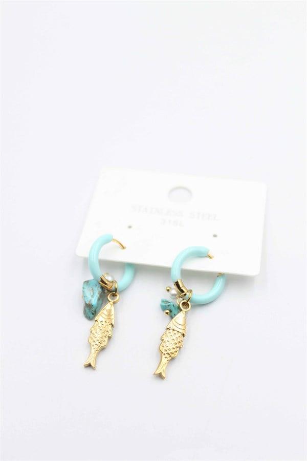 Balık Küpe - Turkuaz