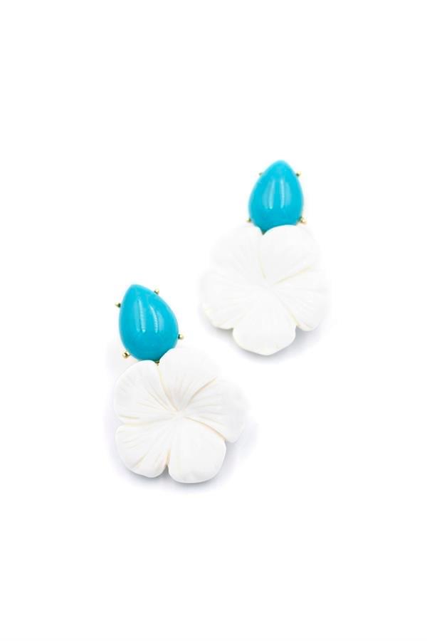 Çiçek Küpe - Beyaz