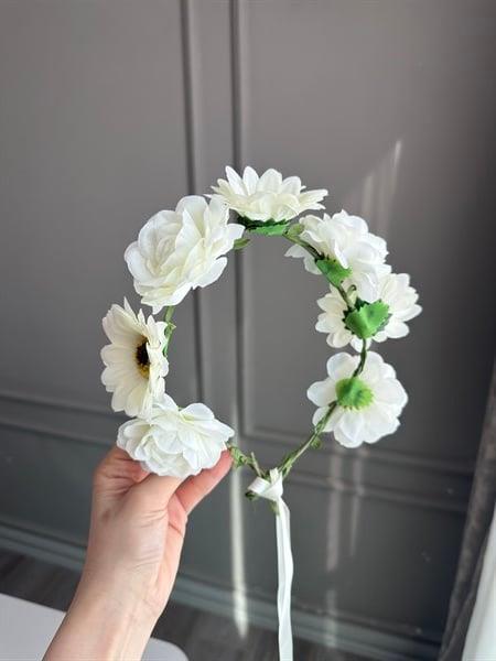 Çiçekli Festival Tacı - Krem