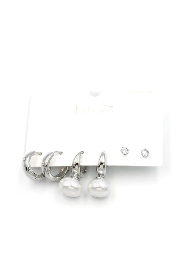 Çoklu İncili Küpe - Gümüş