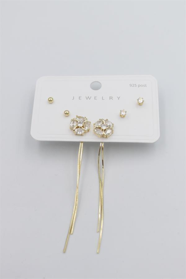 Çoklu Set Küpe - Altın