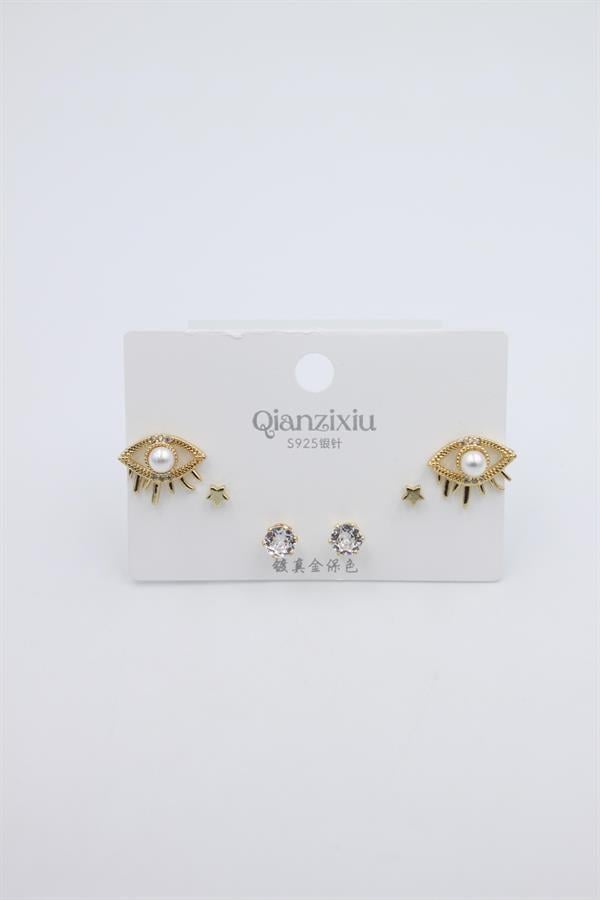 Çoklu Set Küpe - Altın