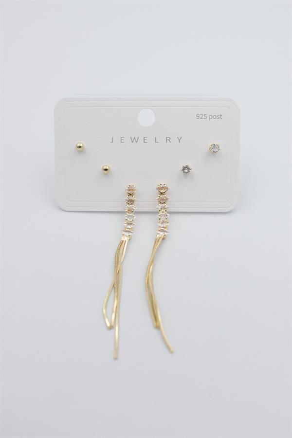 Çoklu Set Küpe - Altın