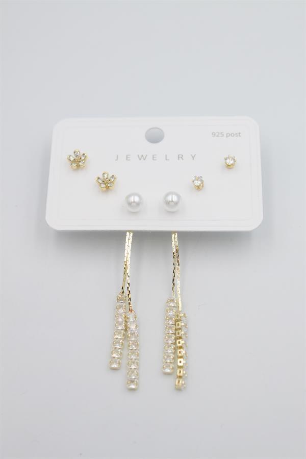 Çoklu Set Küpe - Altın