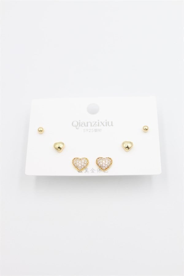 Çoklu Set Küpe - Altın