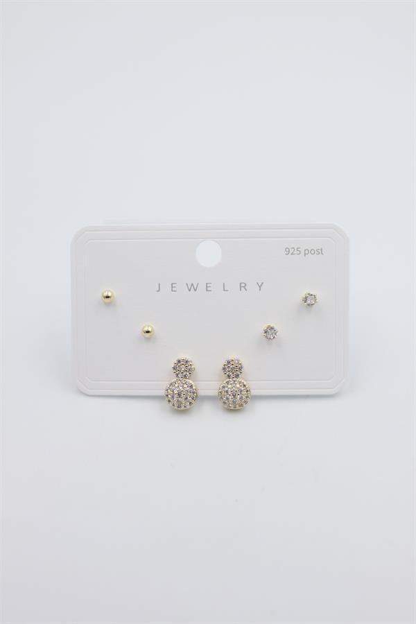 Çoklu Set Küpe - Altın