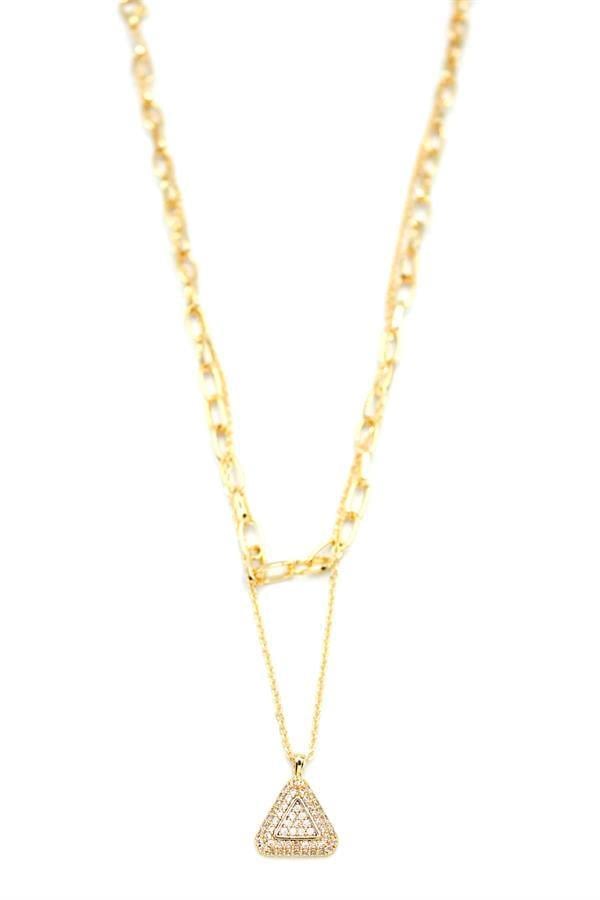 Çoklu Üçgen Kolye - Altın