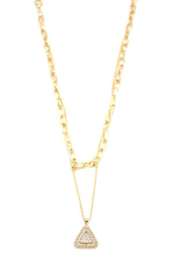 Çoklu Üçgen Kolye - Altın