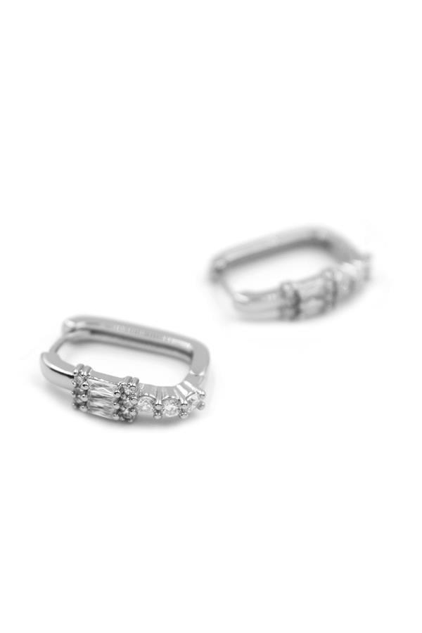 Dikdörtgen Taşlı Küpe - Gümüş