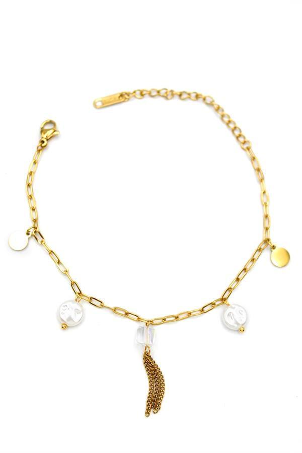 İnci Bileklik - Altın