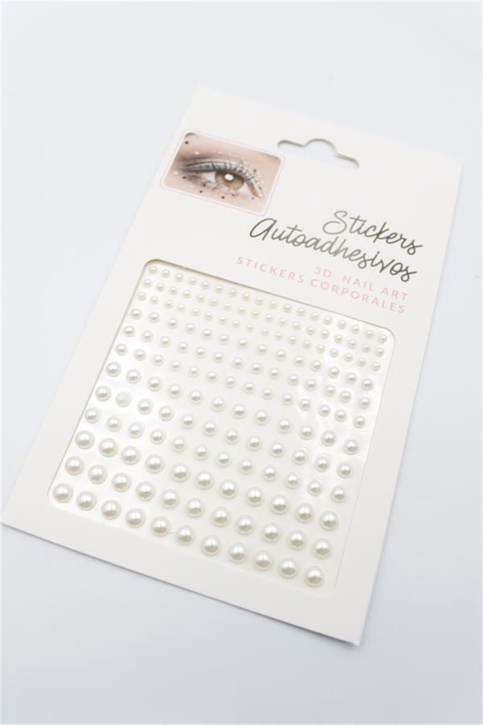 İncili Yüz ve Saç Sticker - Beyaz