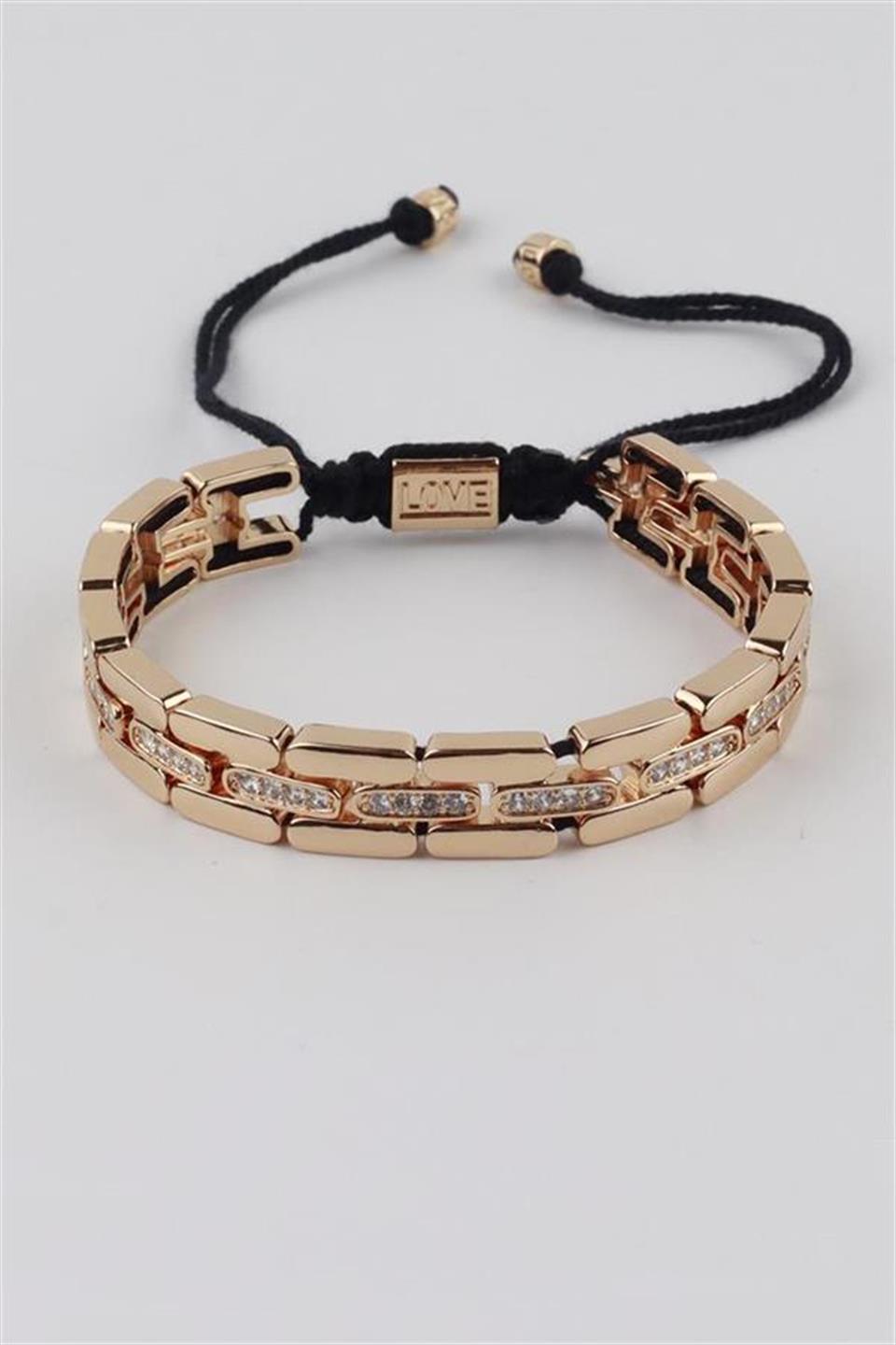 İpli Çelik Bileklik - Altın