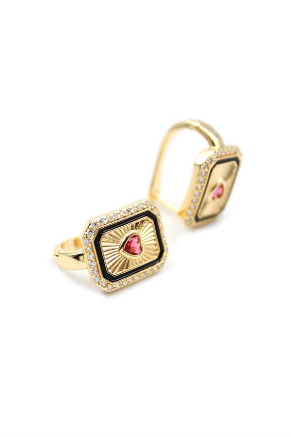 Kalp Taşlı Küpe - Pembe