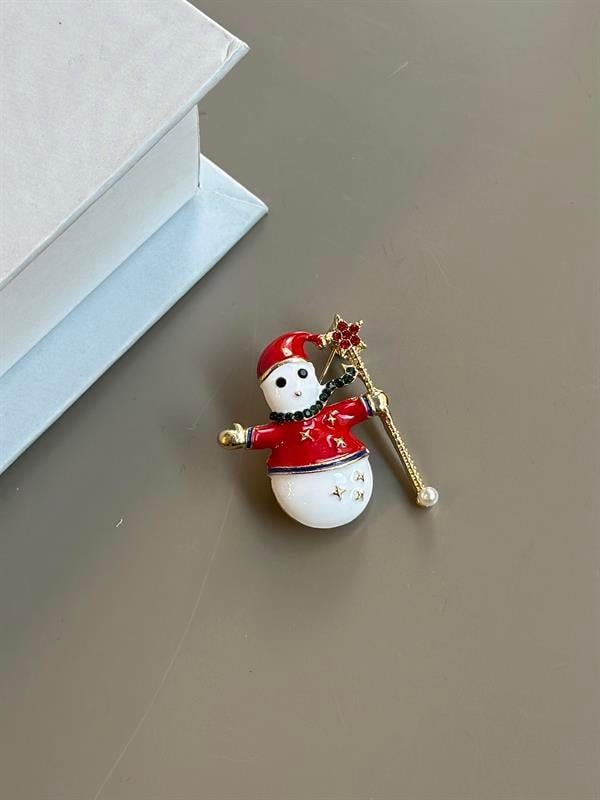 Kardan Adam Broş - Kırmızı