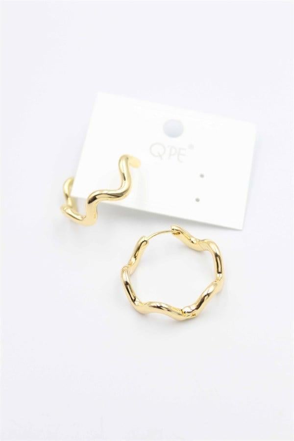 Kıvrımlı Halka Küpe - Altın