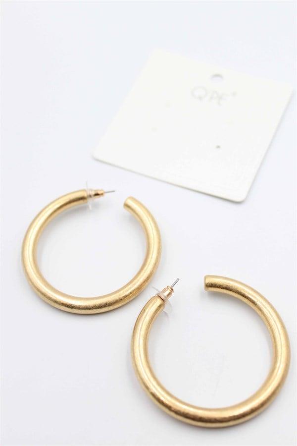 Mat Halka Küpe 5 cm - Altın