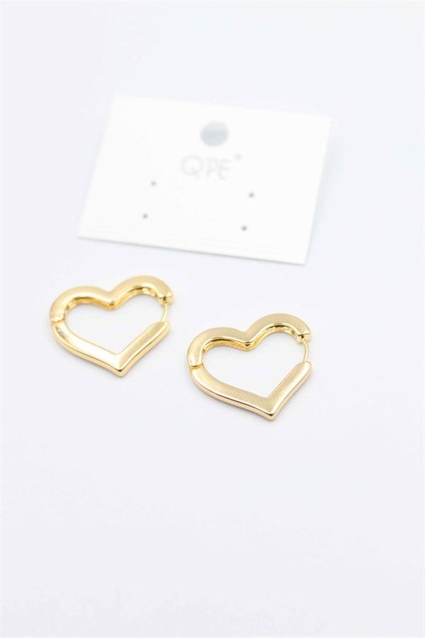 Metal Kalp Küpe - Altın