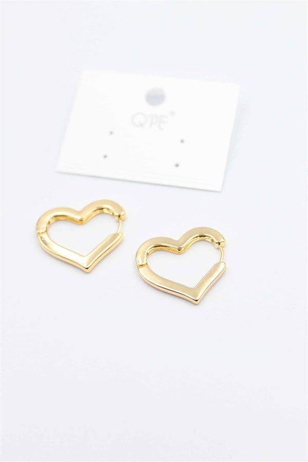 Metal Kalp Küpe - Altın