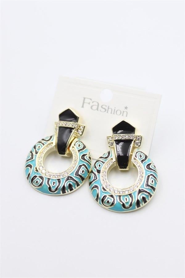 Mineli Halka Küpe - Altın