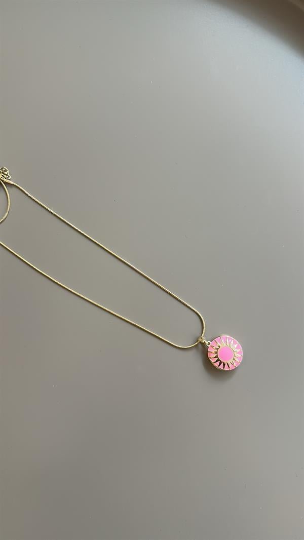 Mineli Kapaklı Kolye - Pembe