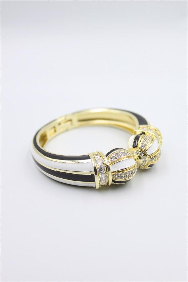 Mineli Kelepçe Bilezik - Siyah