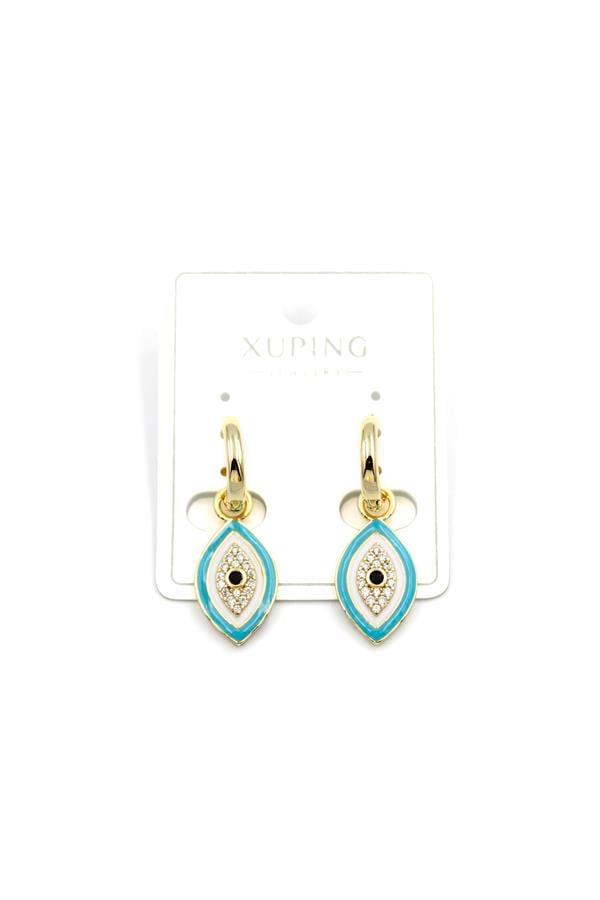 Mineli Nazar Küpe - 14K Altın