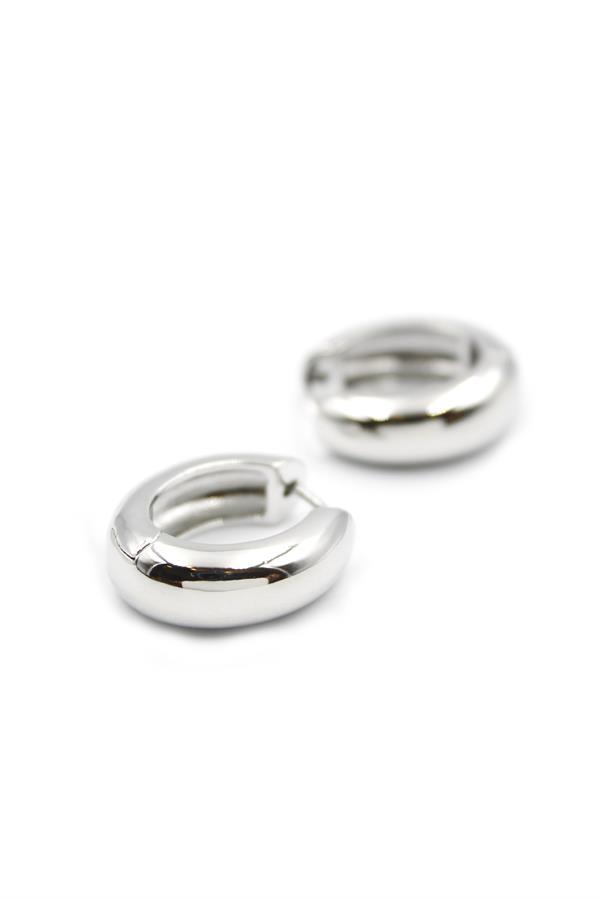 Oval Halka Küpe - Gümüş