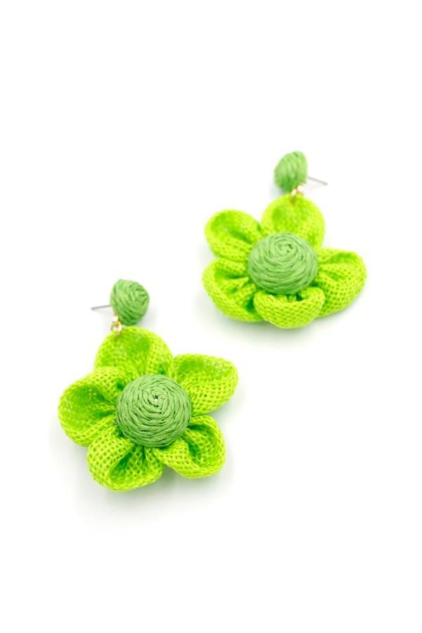 Papatya Hasır Küpe - Yeşil