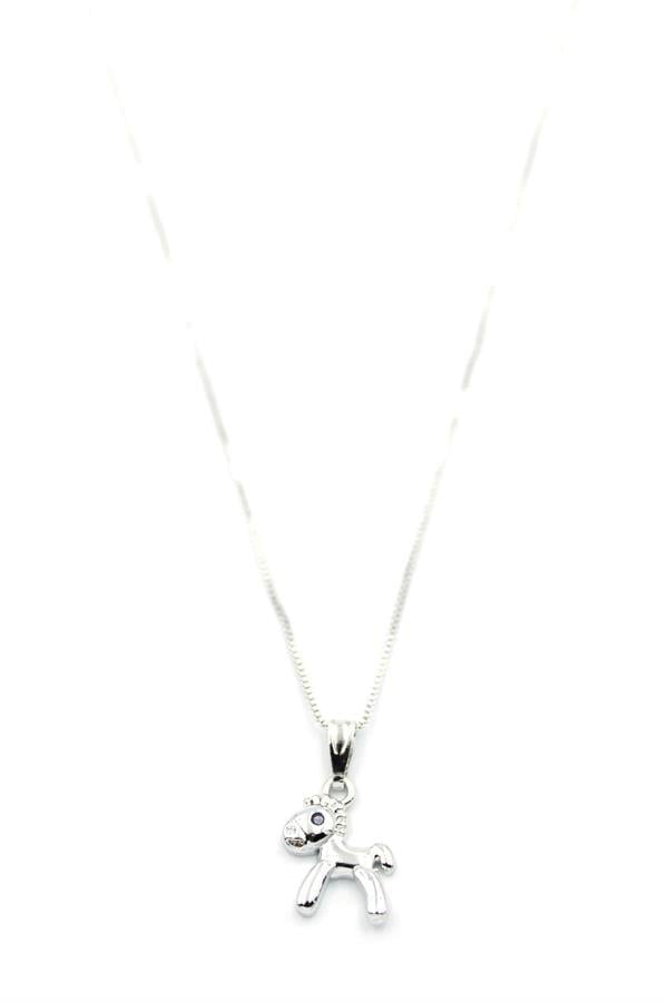 Peluş At Figürü Kolye - Gümüş