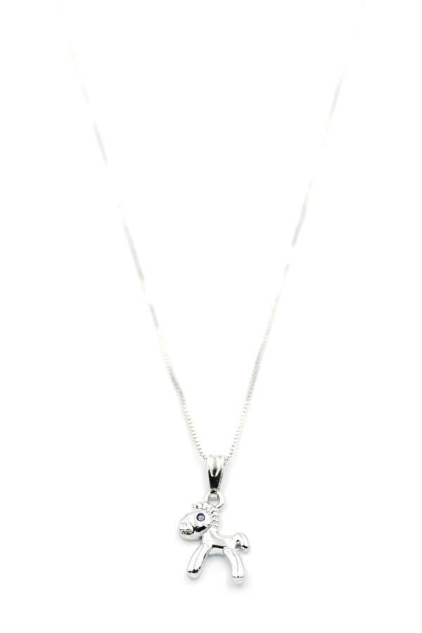 Peluş At Figürü Kolye - Gümüş