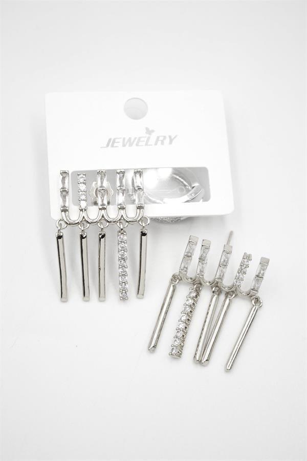 Taş Sallantılı Küpe - Gümüş