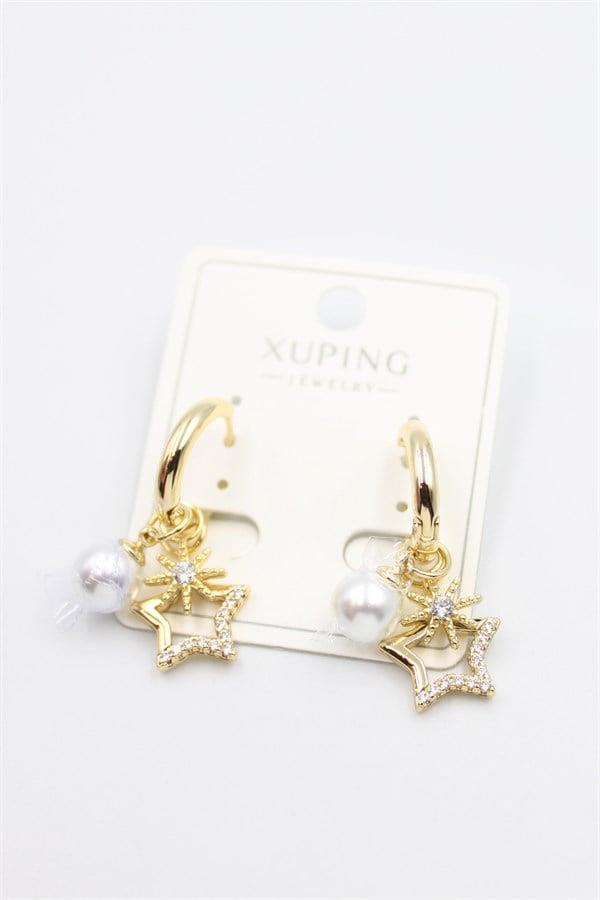 Taşlı Charm Küpe - Altın