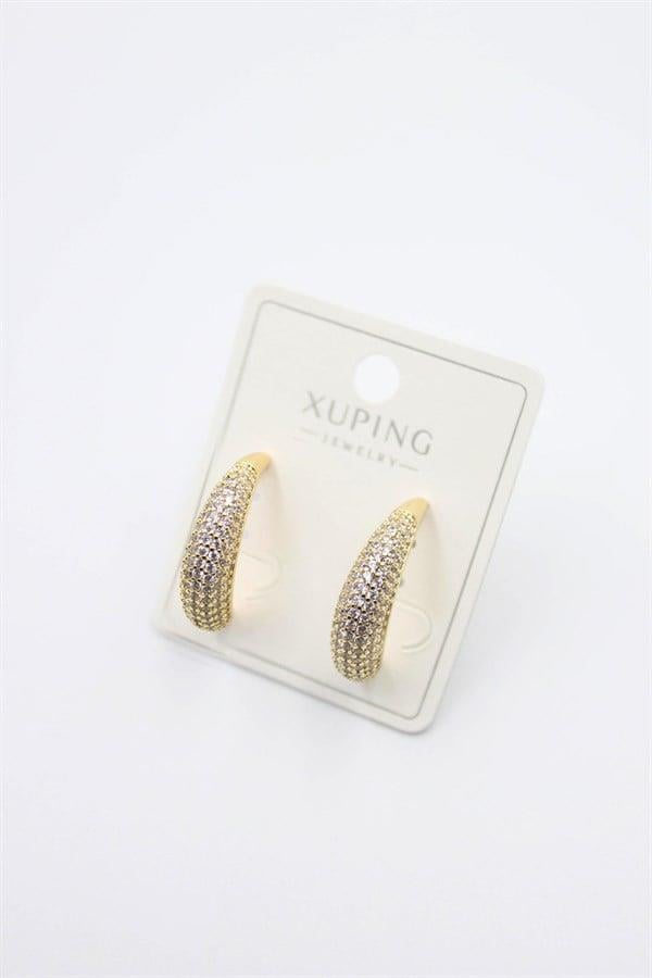 Taşlı Halka Küpe - Altın