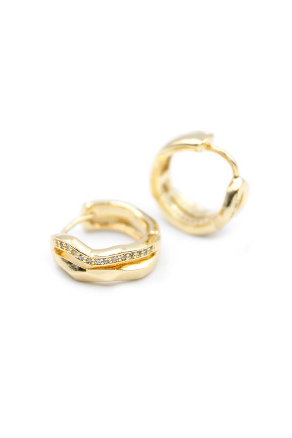 Taşlı Halka Küpe - Altın