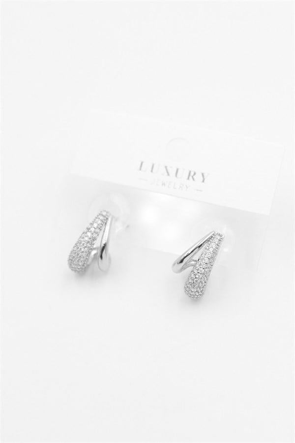 Taşlı Halka Küpe - Gümüş