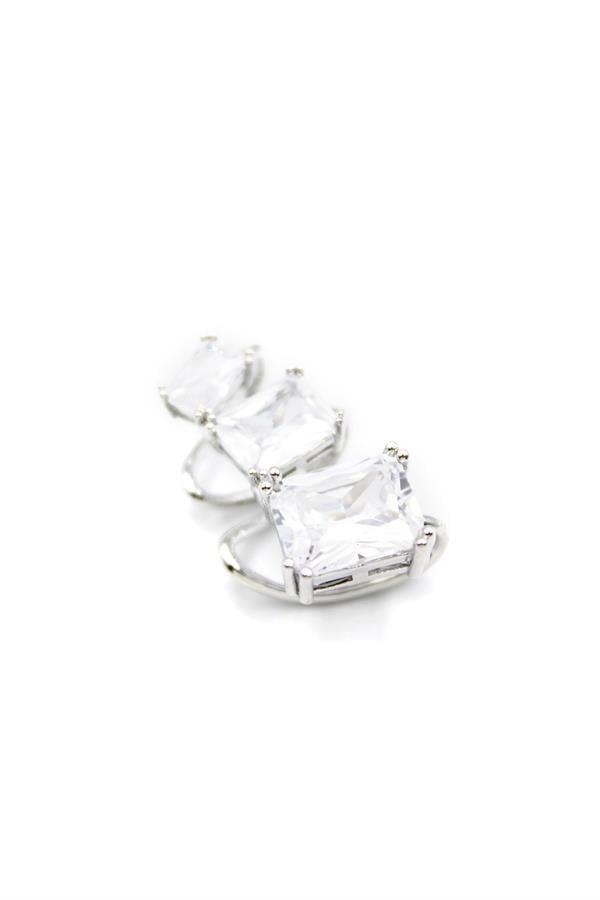 Taşlı Kıkırdak Küpe - Gümüş