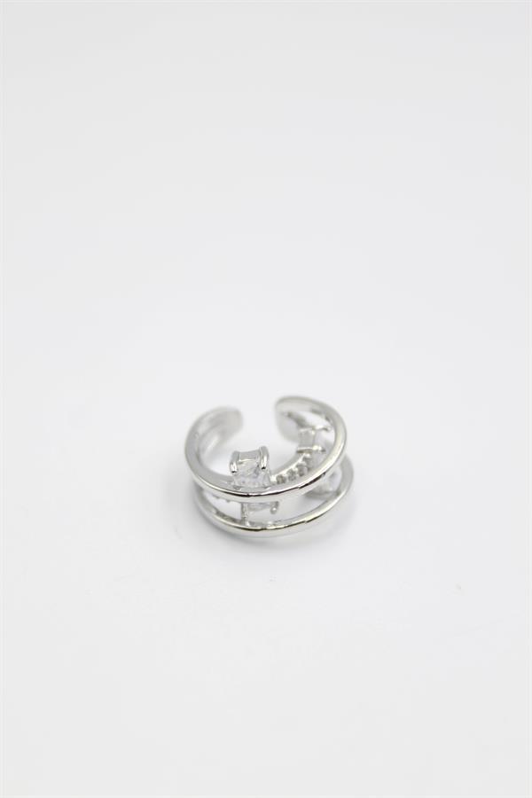 Taşlı Kıkırdak Küpe - Gümüş