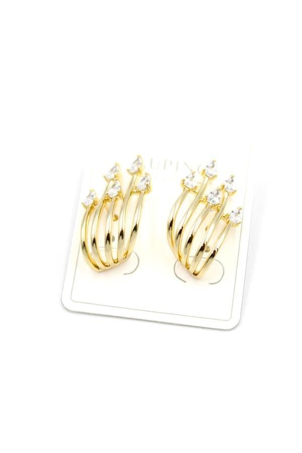 Taşlı Küpe - 14K Altın