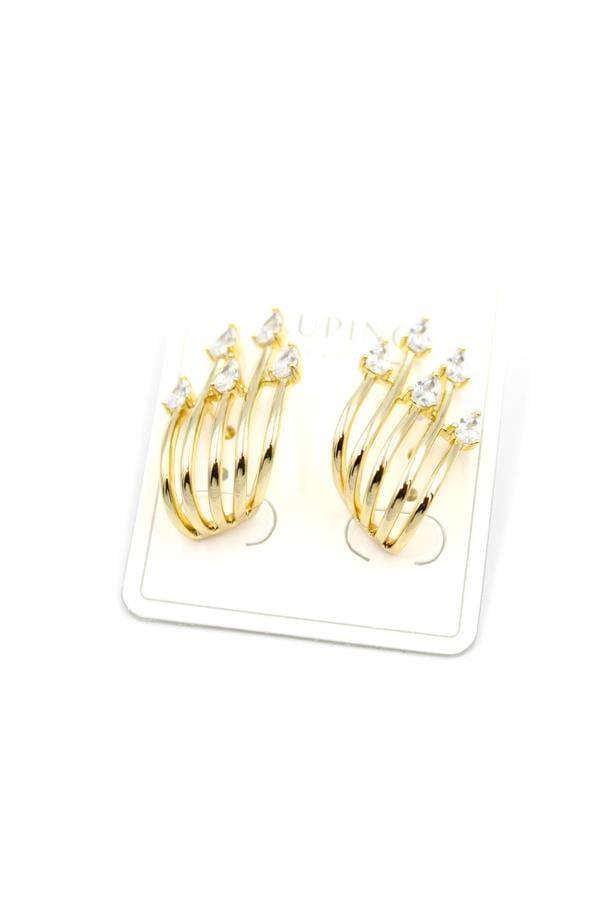 Taşlı Küpe - 14K Altın