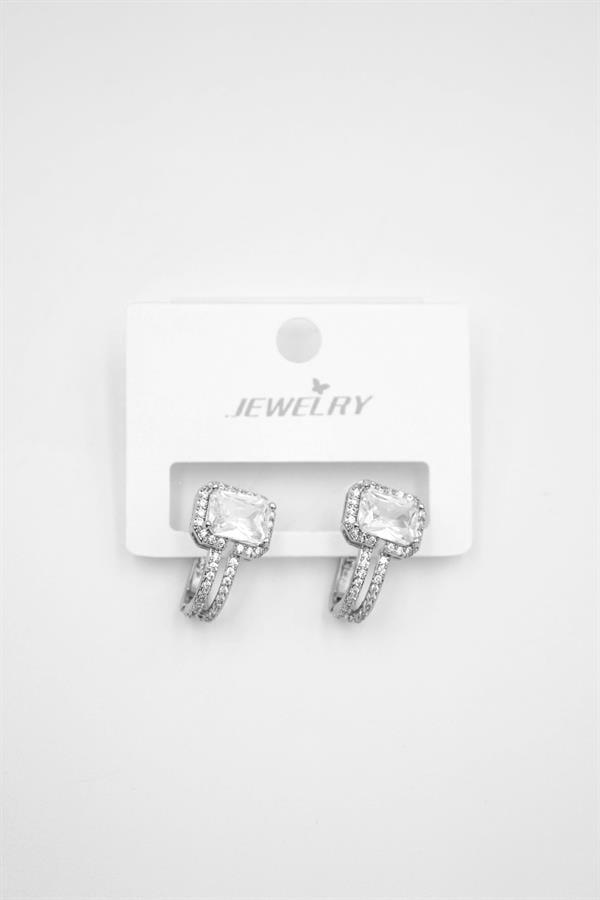 Taşlı Küpe - Beyaz