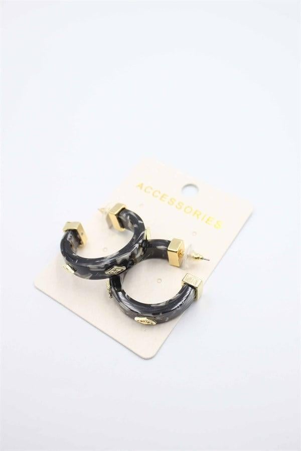 Taşlı Küpe - Siyah