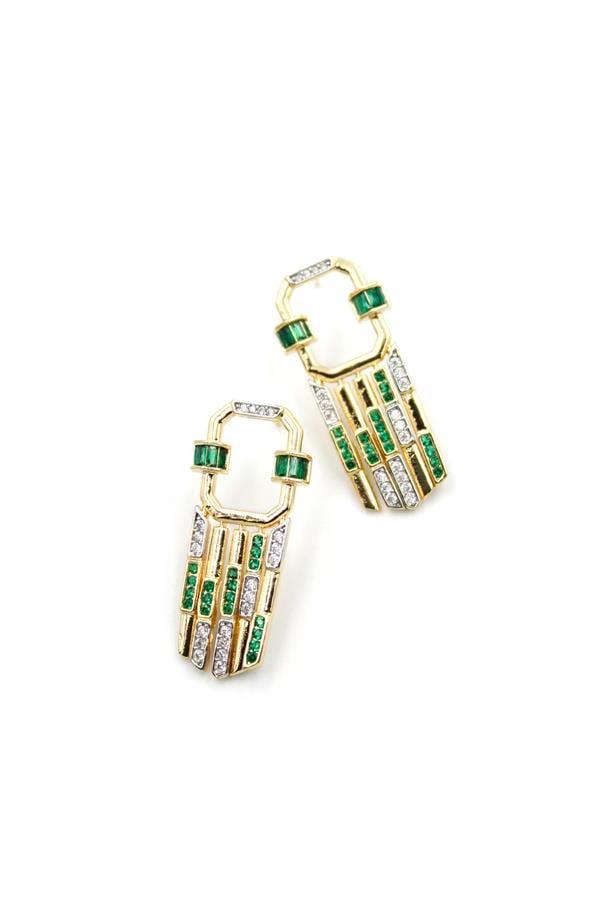 Taşlı Küpe - Yeşil