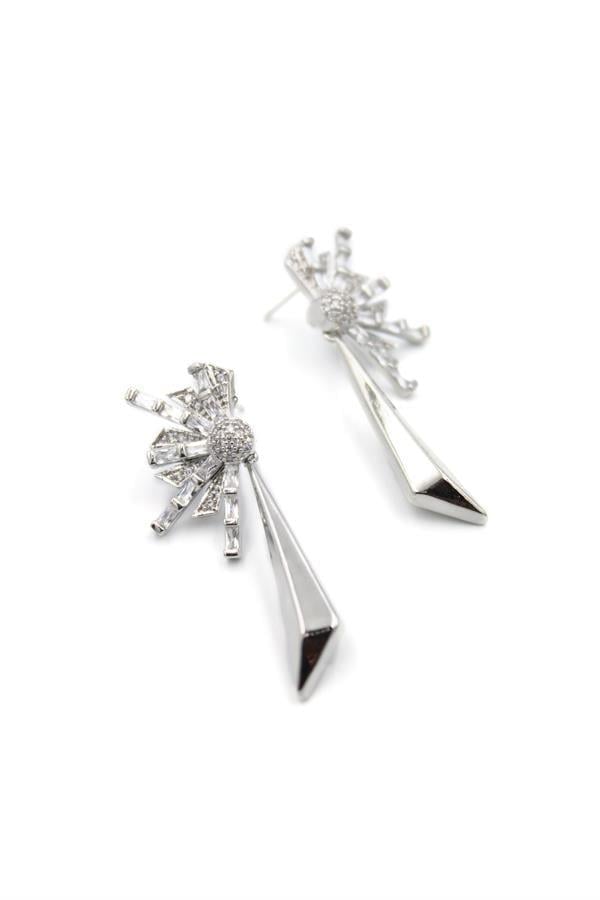 Taşlı Sallantılı Küpe - Gümüş