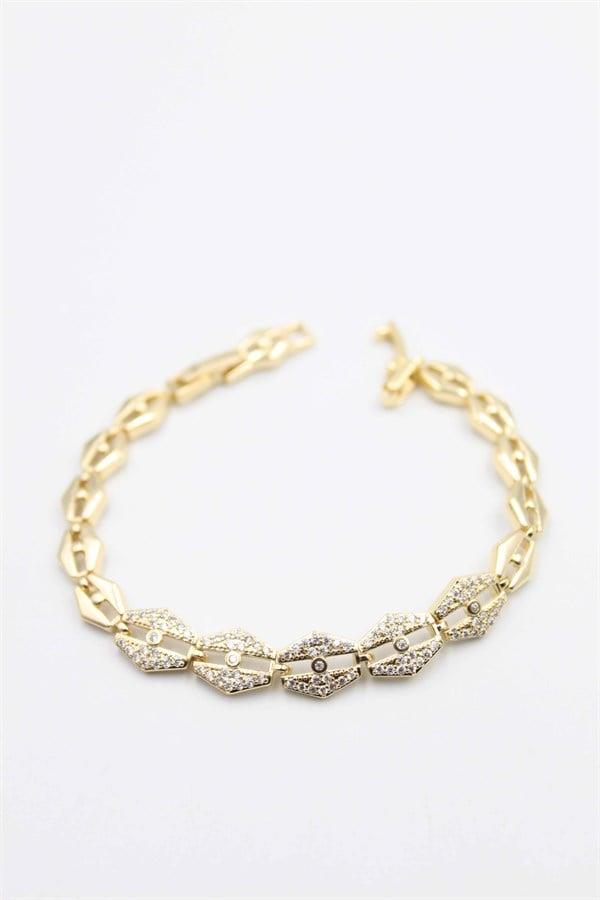 Taşlı Vip Bileklik - Altın