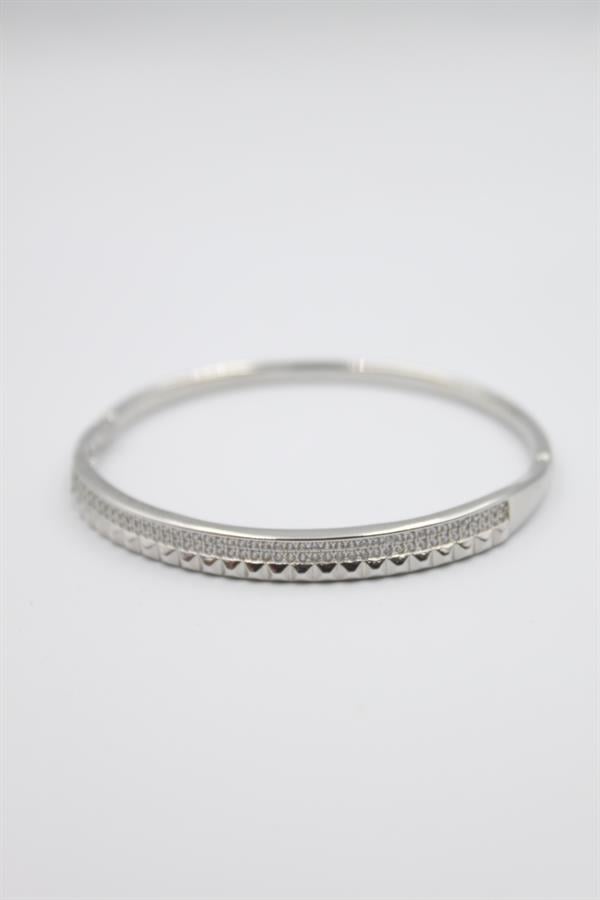 Taşlı Vip Bilezik - Gümüş